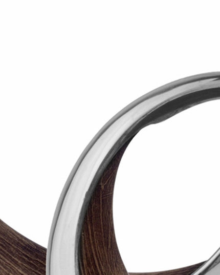 16" Silver and Brown Buffed Aluminum Tabletop Sculpture