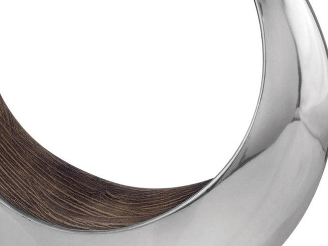 16" Silver and Brown Buffed Aluminum Tabletop Sculpture