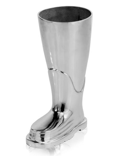 16" Gold Aluminum Firefighter Boot Umbrella Stand