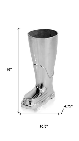 16" Gold Aluminum Firefighter Boot Umbrella Stand