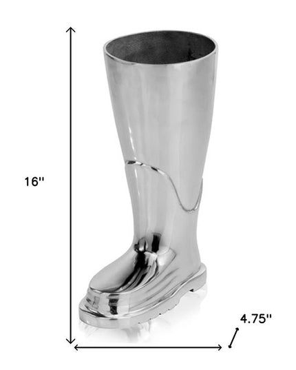 16" Gold Aluminum Firefighter Boot Umbrella Stand