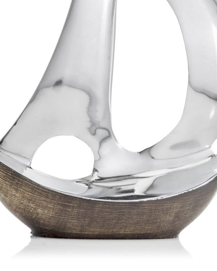12" Brown and Silver Buffed Aluminum Sailboat Tabletop Sculpture