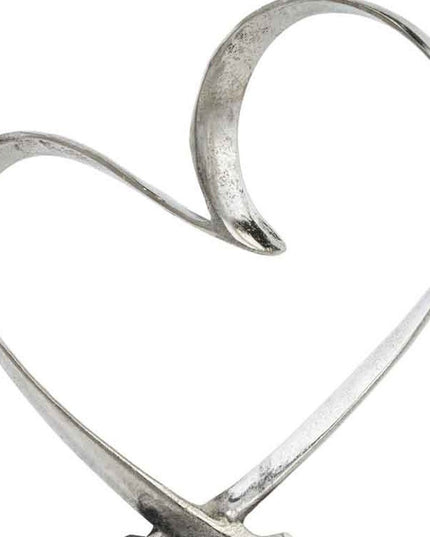 16" Raw Silver And Black Heart Sculpture