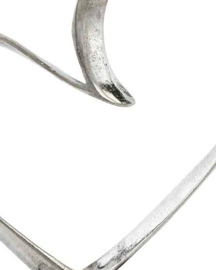 16" Raw Silver And Black Heart Sculpture