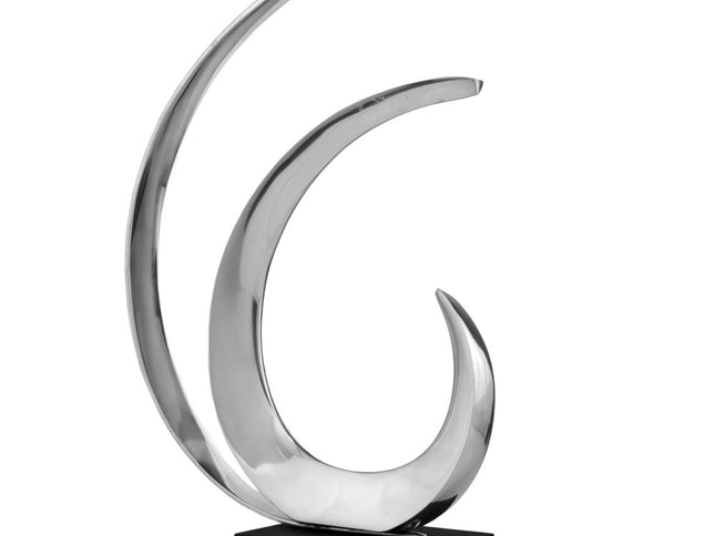 18" Black and Silver Buffed Aluminum Tabletop Sculpture