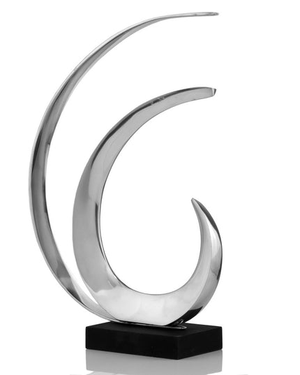 18" Black and Silver Buffed Aluminum Tabletop Sculpture