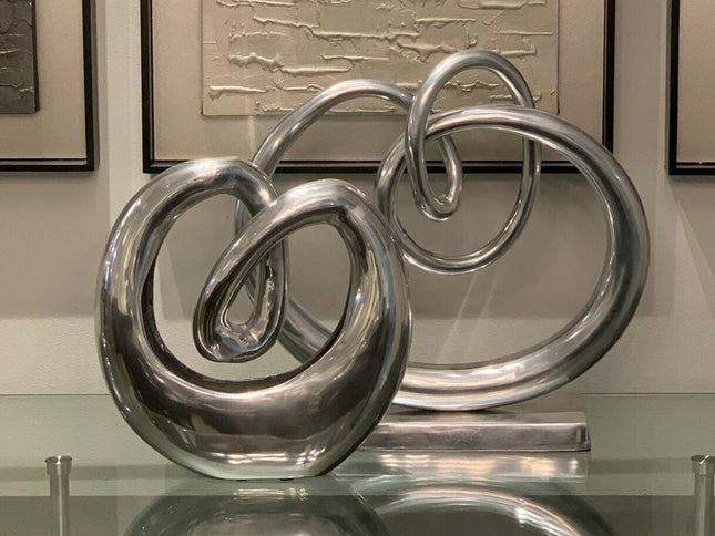 17" Silver Buffed Aluminum Tabletop Sculpture