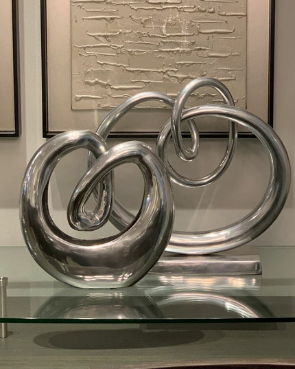 17" Silver Buffed Aluminum Tabletop Sculpture