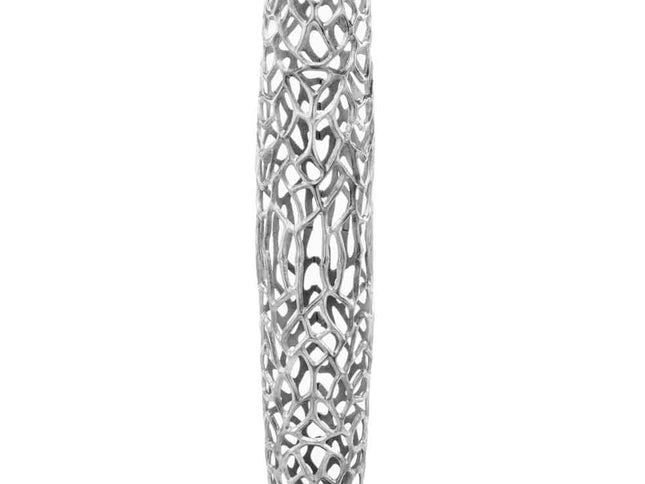 40" Aluminum Silver Twigs Cylinder Floor Vase