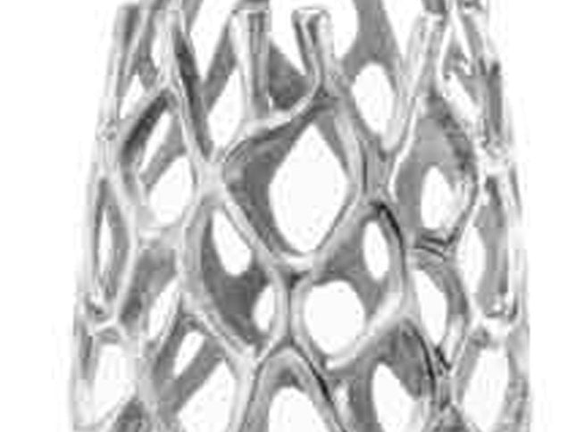 40" Aluminum Silver Twigs Cylinder Floor Vase