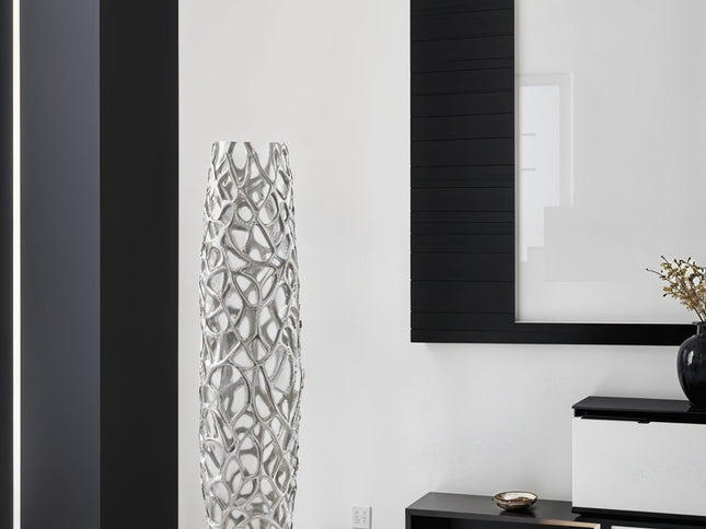 40" Aluminum Silver Twigs Cylinder Floor Vase