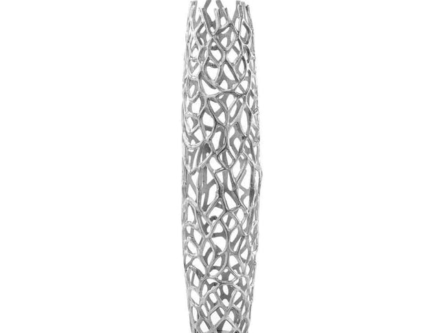 40" Aluminum Silver Twigs Cylinder Floor Vase