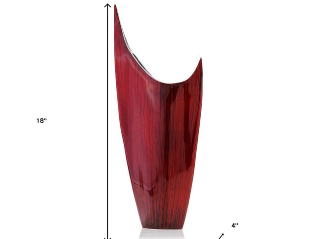 18" Red Aluminum Pointy Table Vase