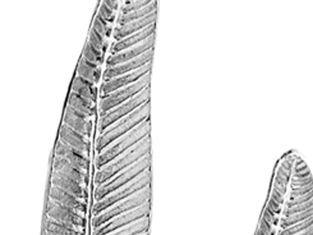 Set of Two Silver Aluminum Tall Feather Tabletop Sculptures