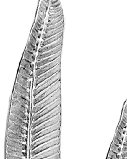 Set of Two Silver Aluminum Tall Feather Tabletop Sculptures