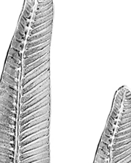 Set of Two Silver Aluminum Tall Feather Tabletop Sculptures