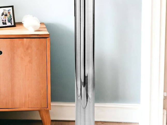 40" Silver Aluminum Cylindrical Floor Vase