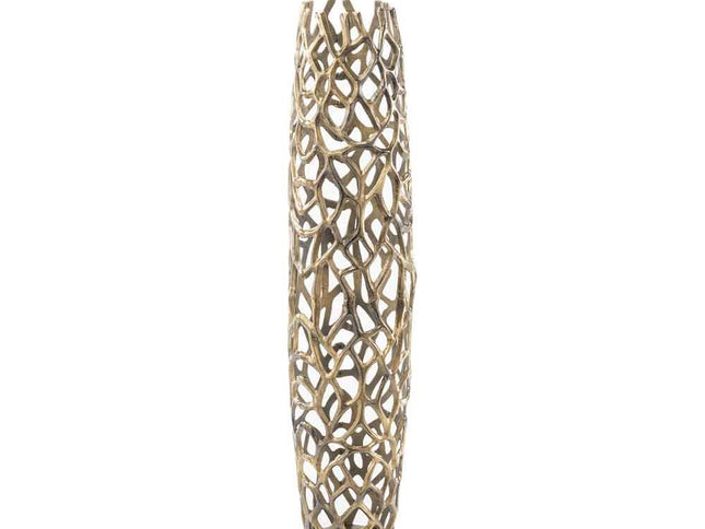 40" Aluminum Silver Twigs Cylinder Floor Vase
