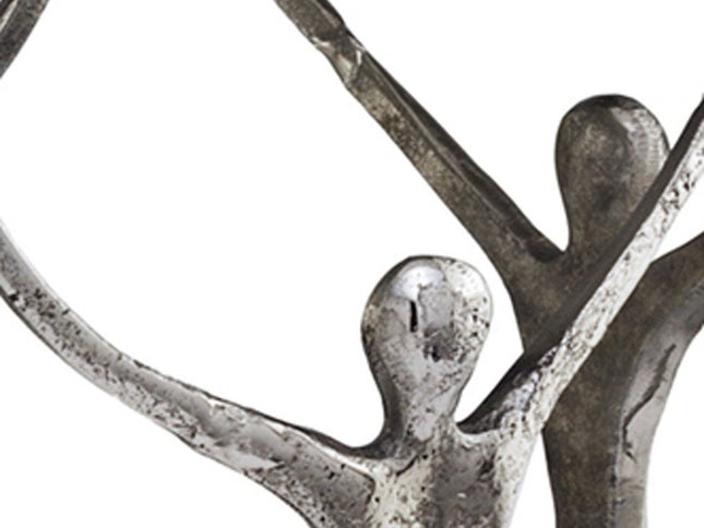 18" Silver And Antiqued White Aluminum Square End Table