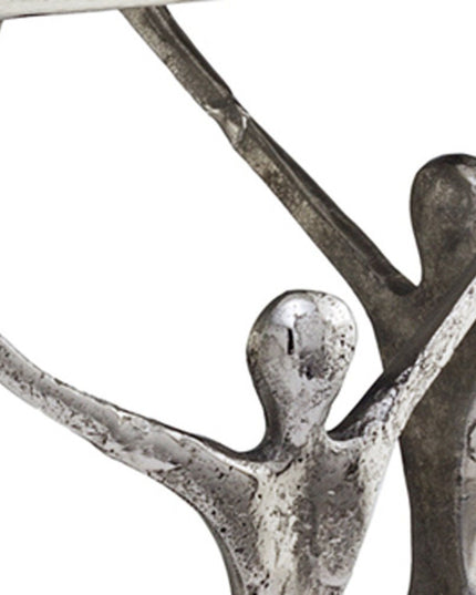 18" Silver And Antiqued White Aluminum Square End Table