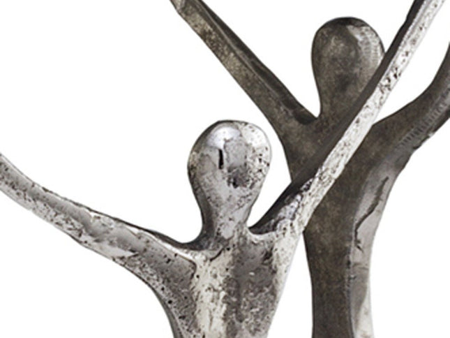 18" Silver And Antiqued White Aluminum Square End Table