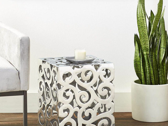 17" Silver Aluminum Square End Table