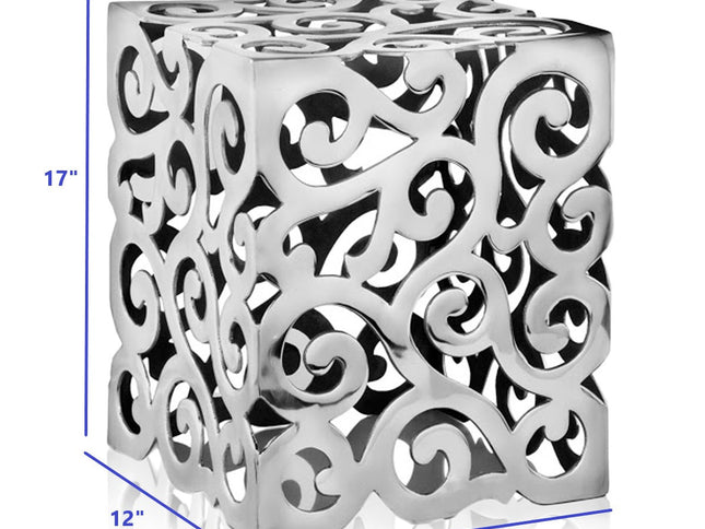 17" Silver Aluminum Square End Table