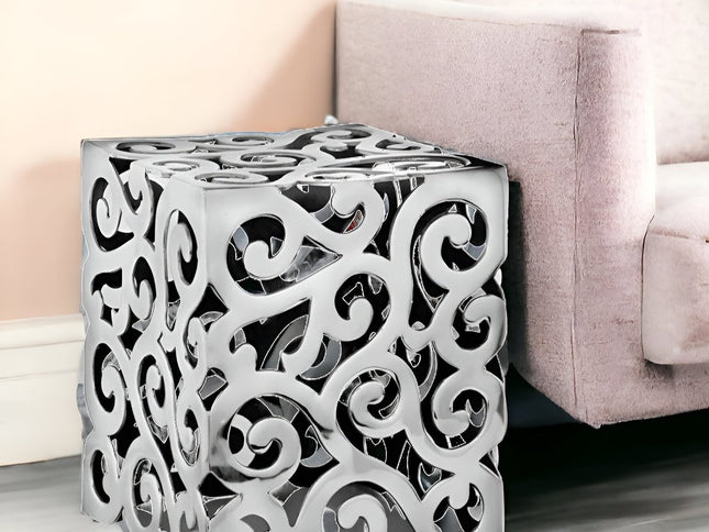 17" Silver Aluminum Square End Table