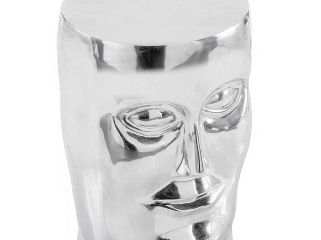 18" Silver Aluminum Faces Round End Table