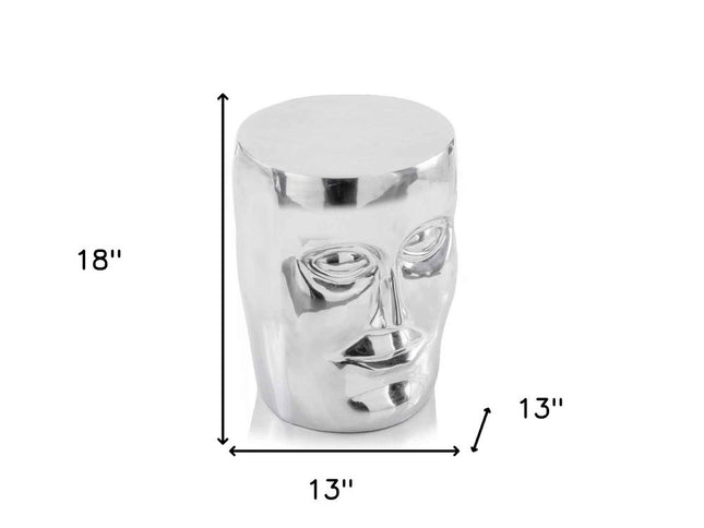 18" Silver Aluminum Faces Round End Table