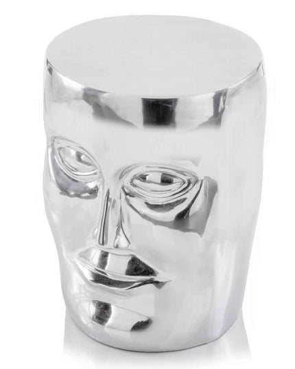 18" Silver Aluminum Faces Round End Table