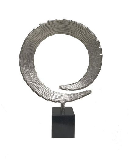 17" Black and Silver Marble and Aluminum Tabletop Sculpture