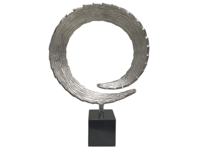 17" Black and Silver Marble and Aluminum Tabletop Sculpture