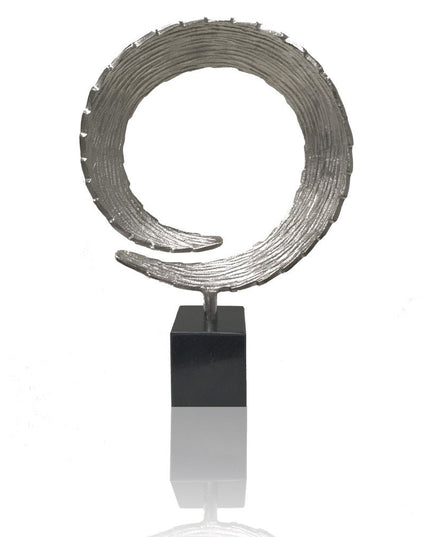 17" Black and Silver Marble and Aluminum Tabletop Sculpture