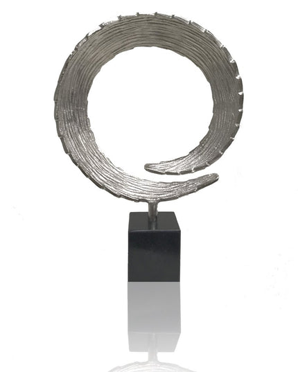 17" Black and Silver Marble and Aluminum Tabletop Sculpture