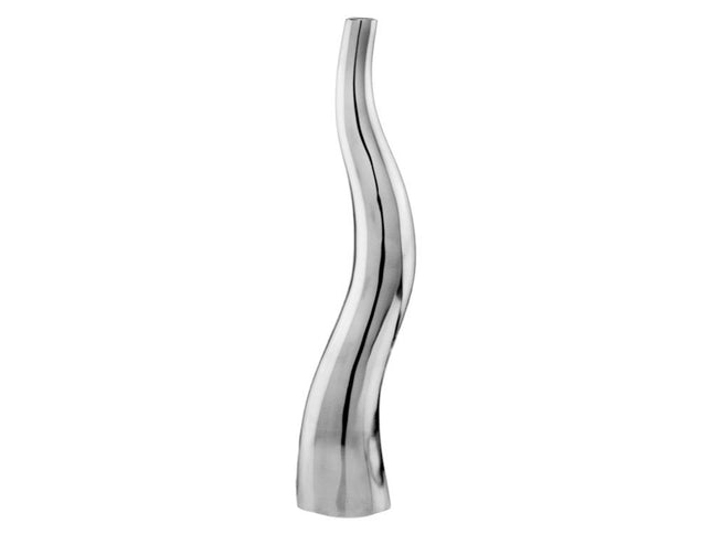 Set of Two Aluminum Silver Wavy Floor Vases