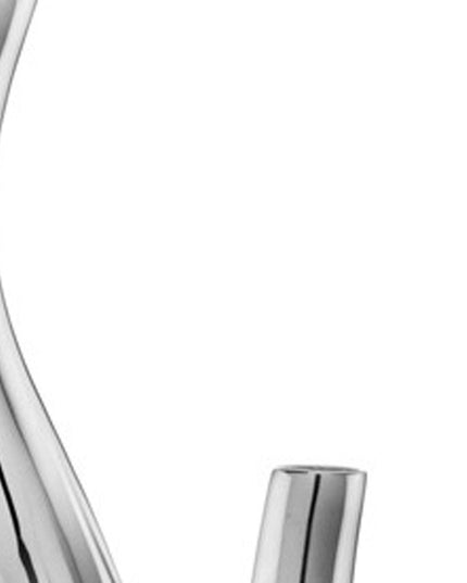 Set of Two Aluminum Silver Wavy Floor Vases