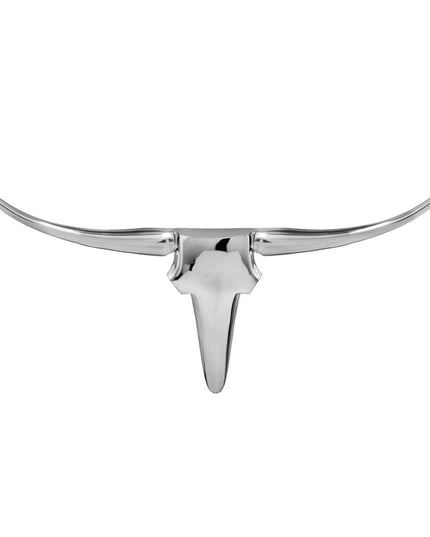 47" Silver Buffed Aluminum Long Horn Wall Sculpture