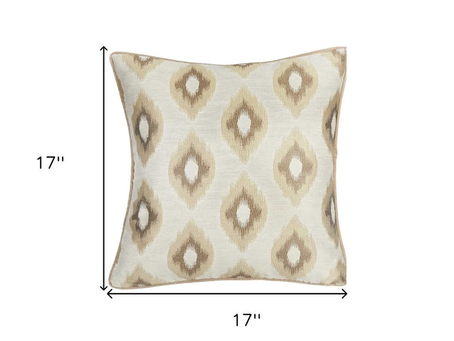 Set of Two 17" Brown And Ivory Fabric And Cotton Blend Throw Pillow Covers
