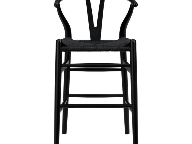 Black Solid Wood Counter Height Bar Chair