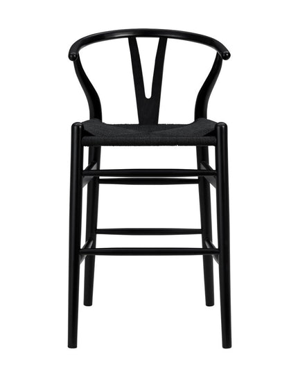 Black Solid Wood Counter Height Bar Chair