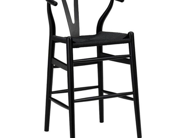 Black Solid Wood Counter Height Bar Chair