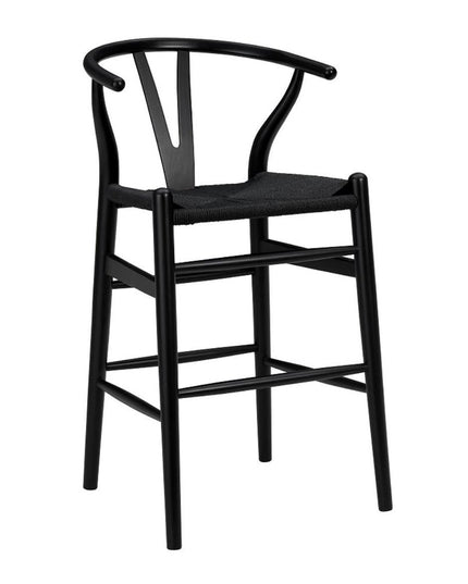 Black Solid Wood Counter Height Bar Chair