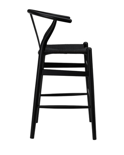 Black Solid Wood Counter Height Bar Chair