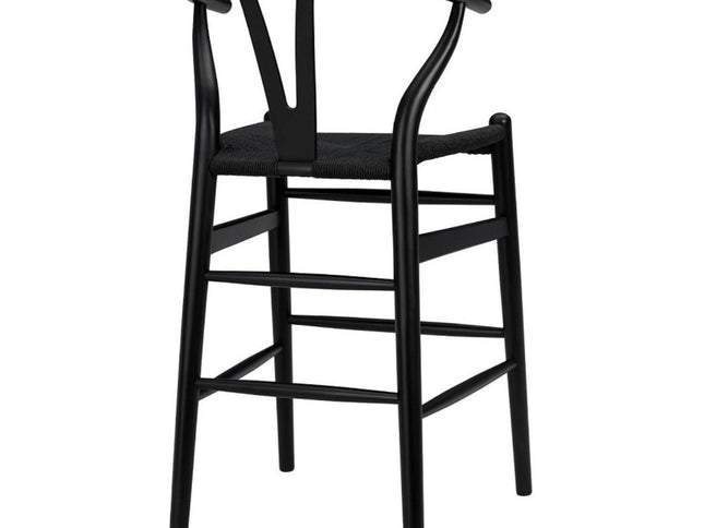 Black Solid Wood Counter Height Bar Chair