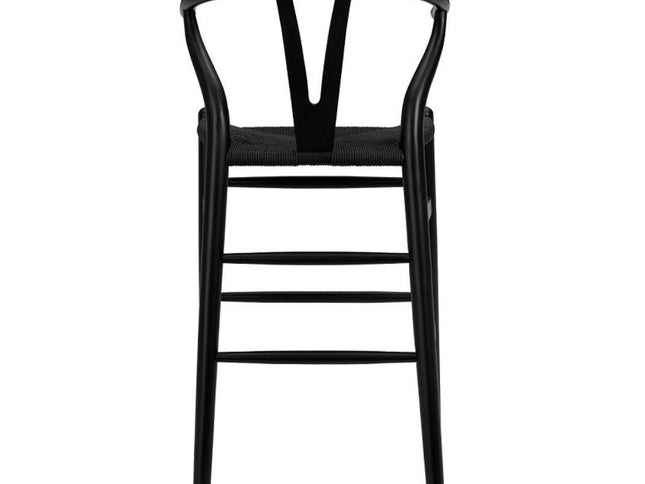 Black Solid Wood Counter Height Bar Chair