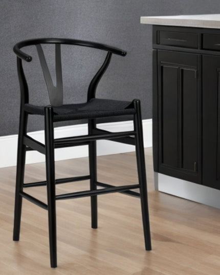 Black Solid Wood Counter Height Bar Chair