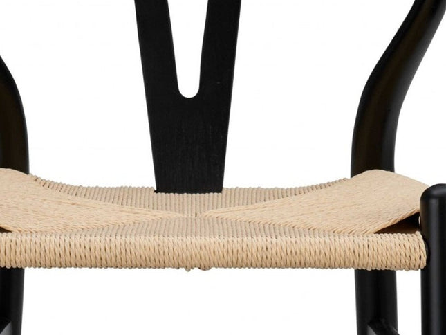 30" Natural And Black Solid Wood Low Back Counter Height Bar Chair