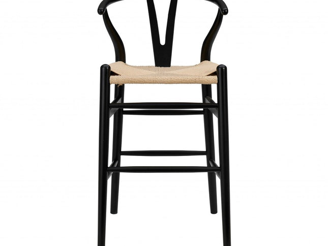 Natural And Black Solid Wood Counter Height Bar Chair