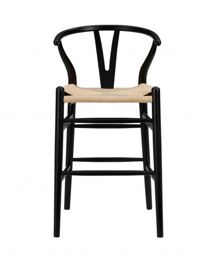 Natural And Black Solid Wood Counter Height Bar Chair